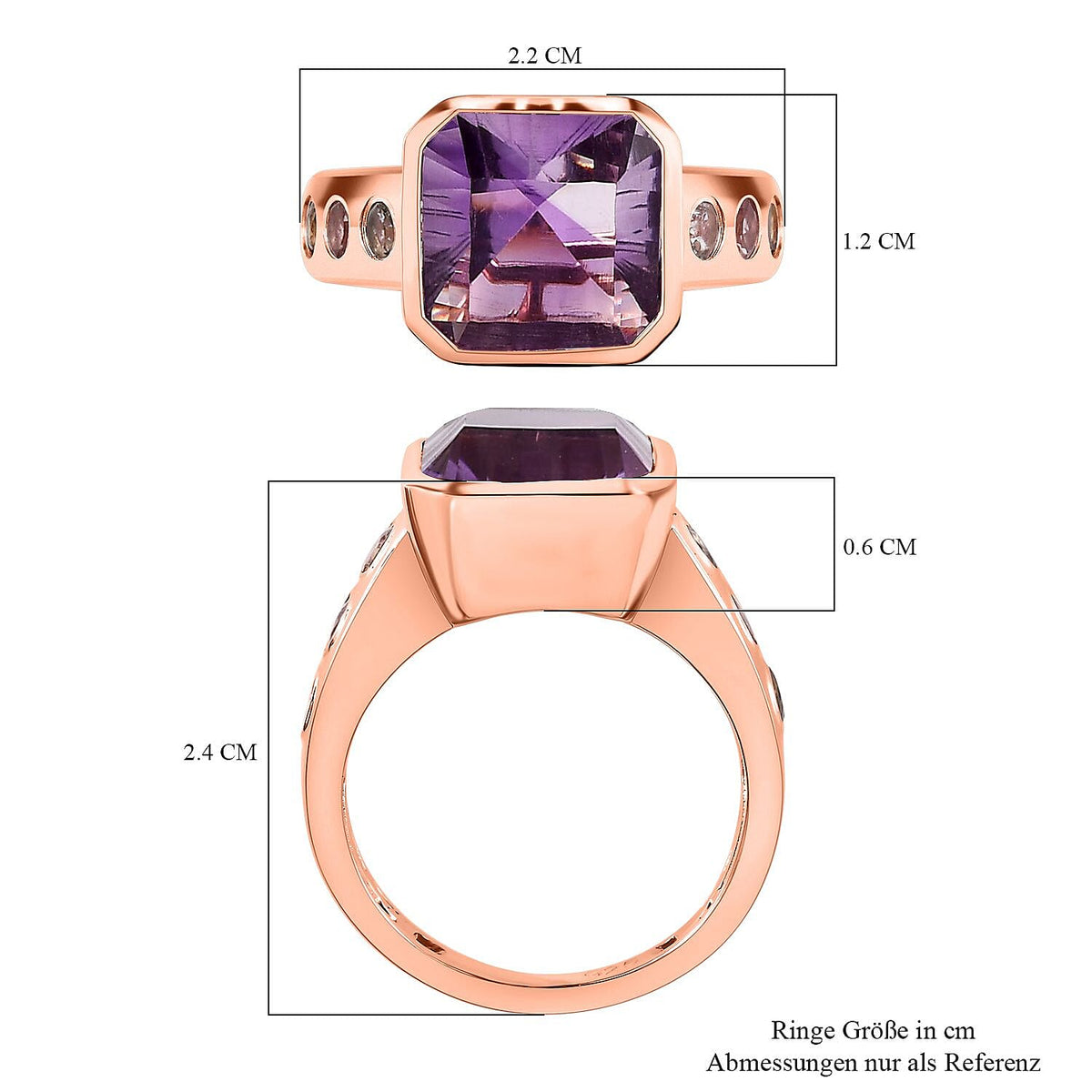 Rose De France Amethyst,  Multi-Tourmaline Ring in 18K Vermeil Rose Gold Plated Sterling Silver 7633306 5