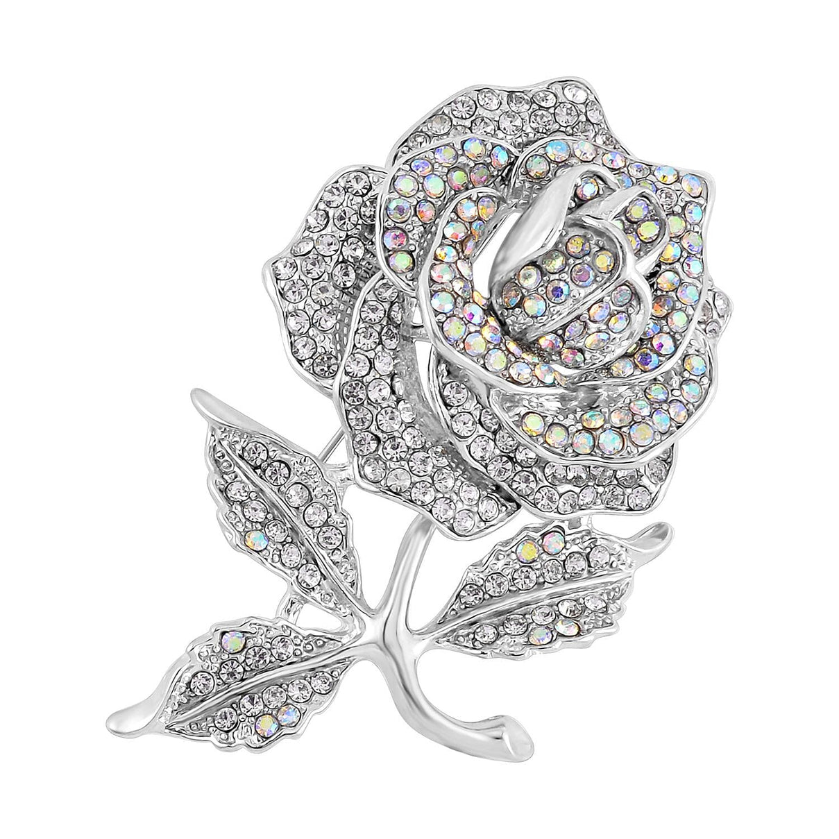 Mystic White Crystal Rose Brooch 7640428 0
