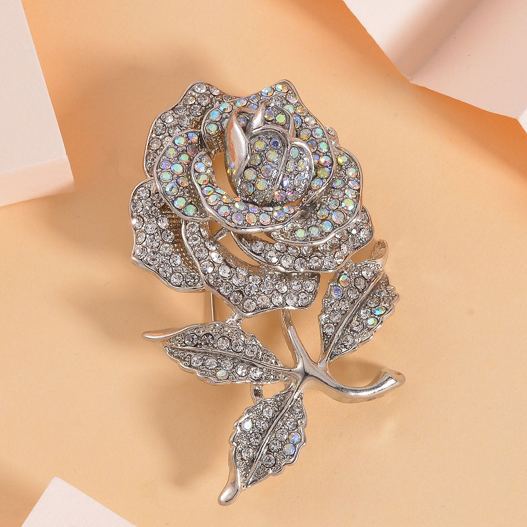 Simulated Mystic White Crystal ,  White Crystal  Brooch