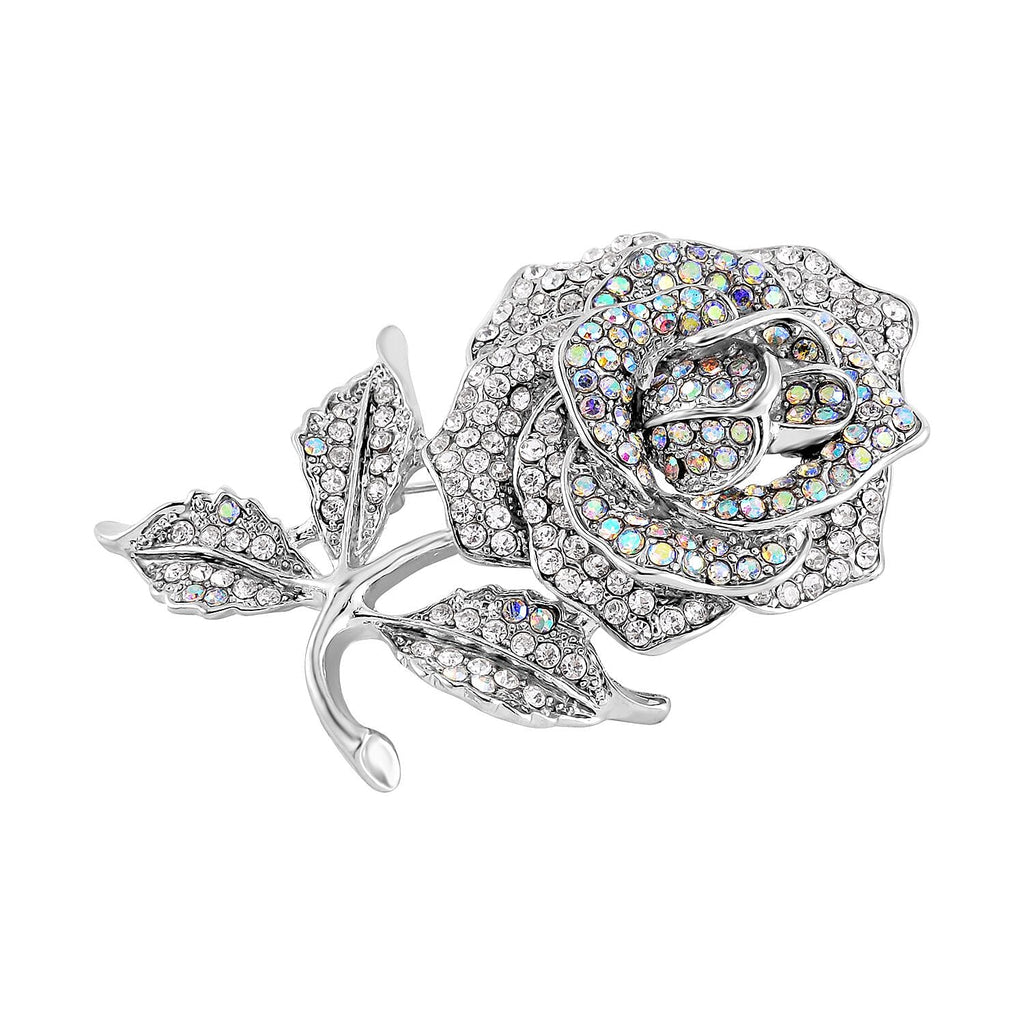 Simulated Mystic White Crystal ,  White Crystal  Brooch