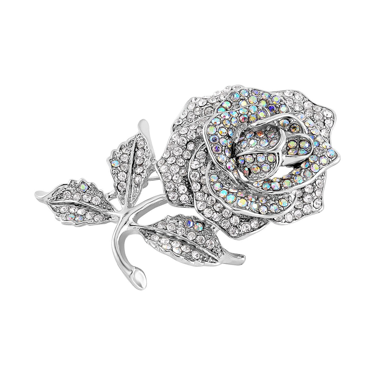 Mystic White Crystal Rose Brooch 7640428 3