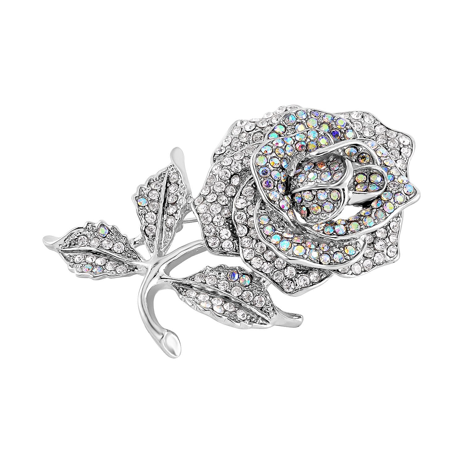 Mystic White Crystal Rose Brooch 7640428 3