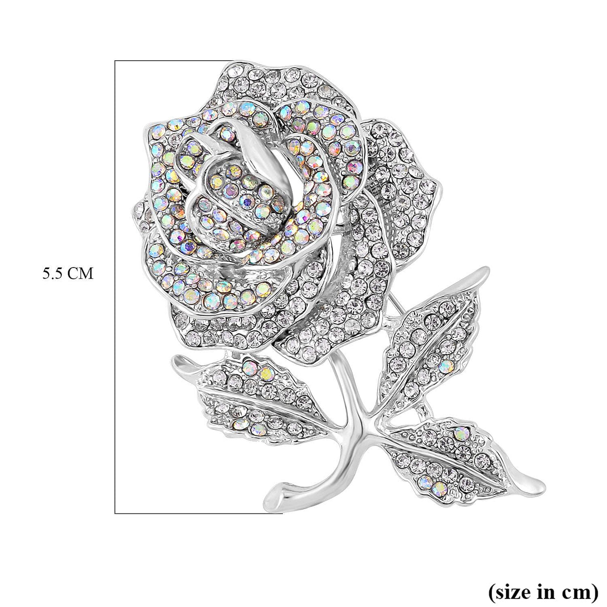 Mystic White Crystal Rose Brooch 7640428 5