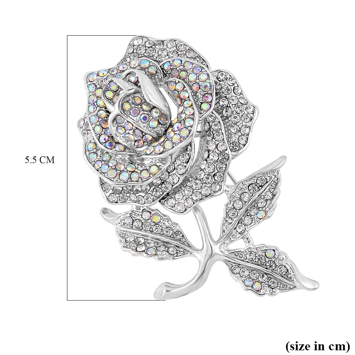 Mystic White Crystal Rose Brooch 7640428 5