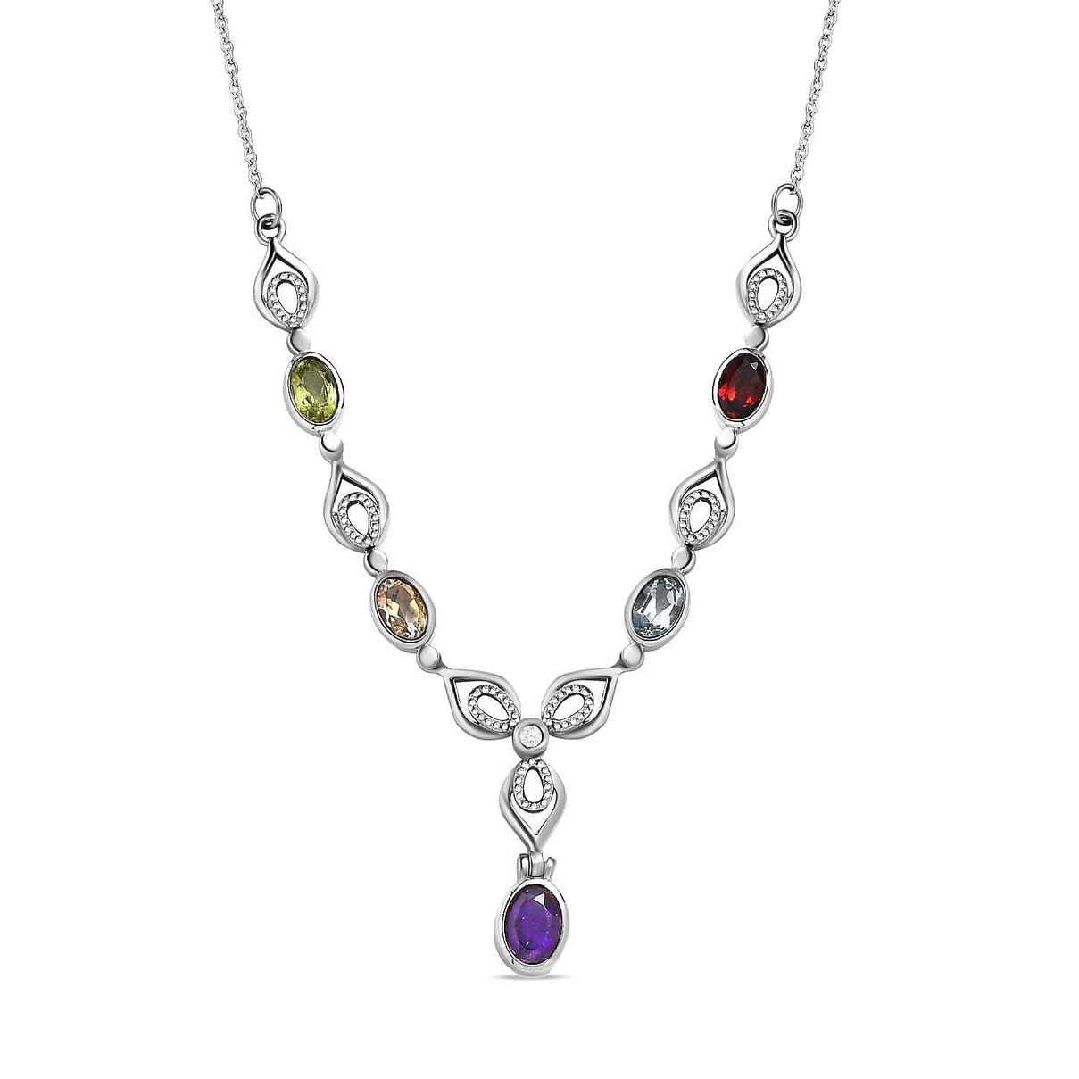 Skyblue Topaz &amp; Multi Gemstone Necklace (Size 20) 2.76 Ct. 7578024 0