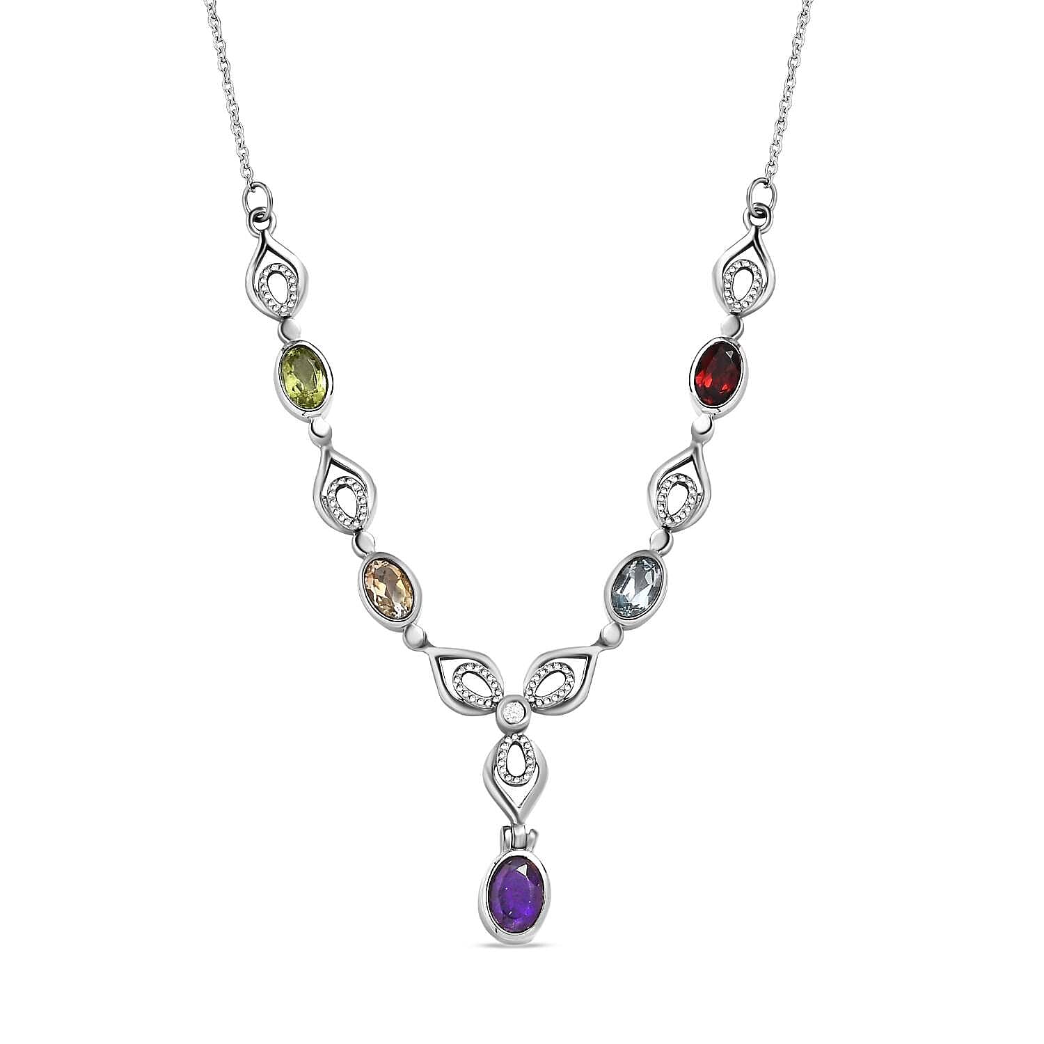 Skyblue Topaz &amp; Multi Gemstone Necklace (Size 20) 2.76 Ct. 7578024 0