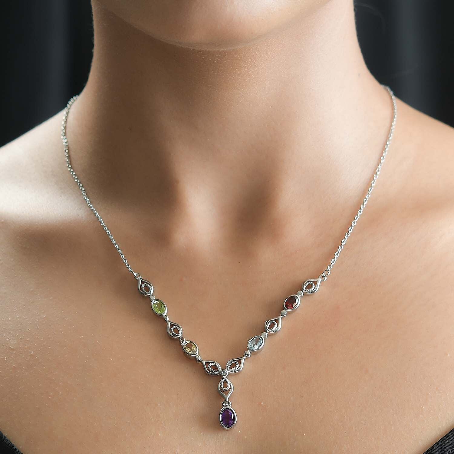 Skyblue Topaz &amp; Multi Gemstone Necklace (Size 20) 2.76 Ct. 7578024 1