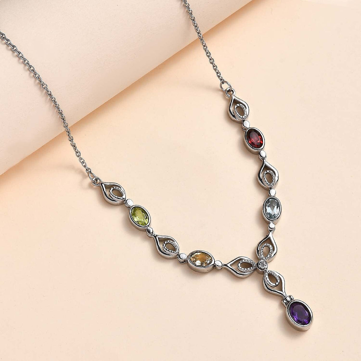 Skyblue Topaz &amp; Multi Gemstone Necklace (Size 20) 2.76 Ct. 7578024 2