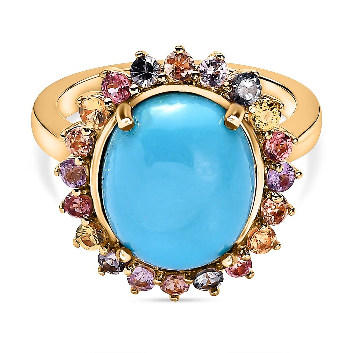 Sleeping Beauty Turquoise and  Multi Sapphire  Ring in 18K Vermeil YG Plated Sterling Silver 7508557 0