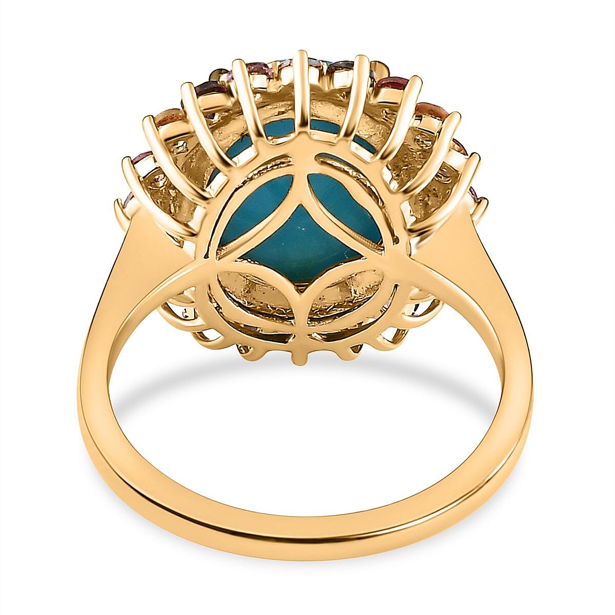 Sleeping Beauty Turquoise and  Multi Sapphire  Ring in 18K Vermeil YG Plated Sterling Silver 7508557 4
