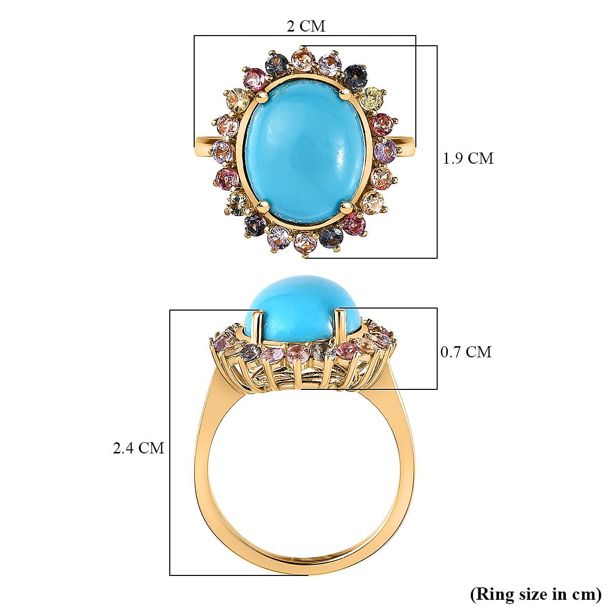 Sleeping Beauty Turquoise and  Multi Sapphire  Ring in 18K Vermeil YG Plated Sterling Silver 7508557 5