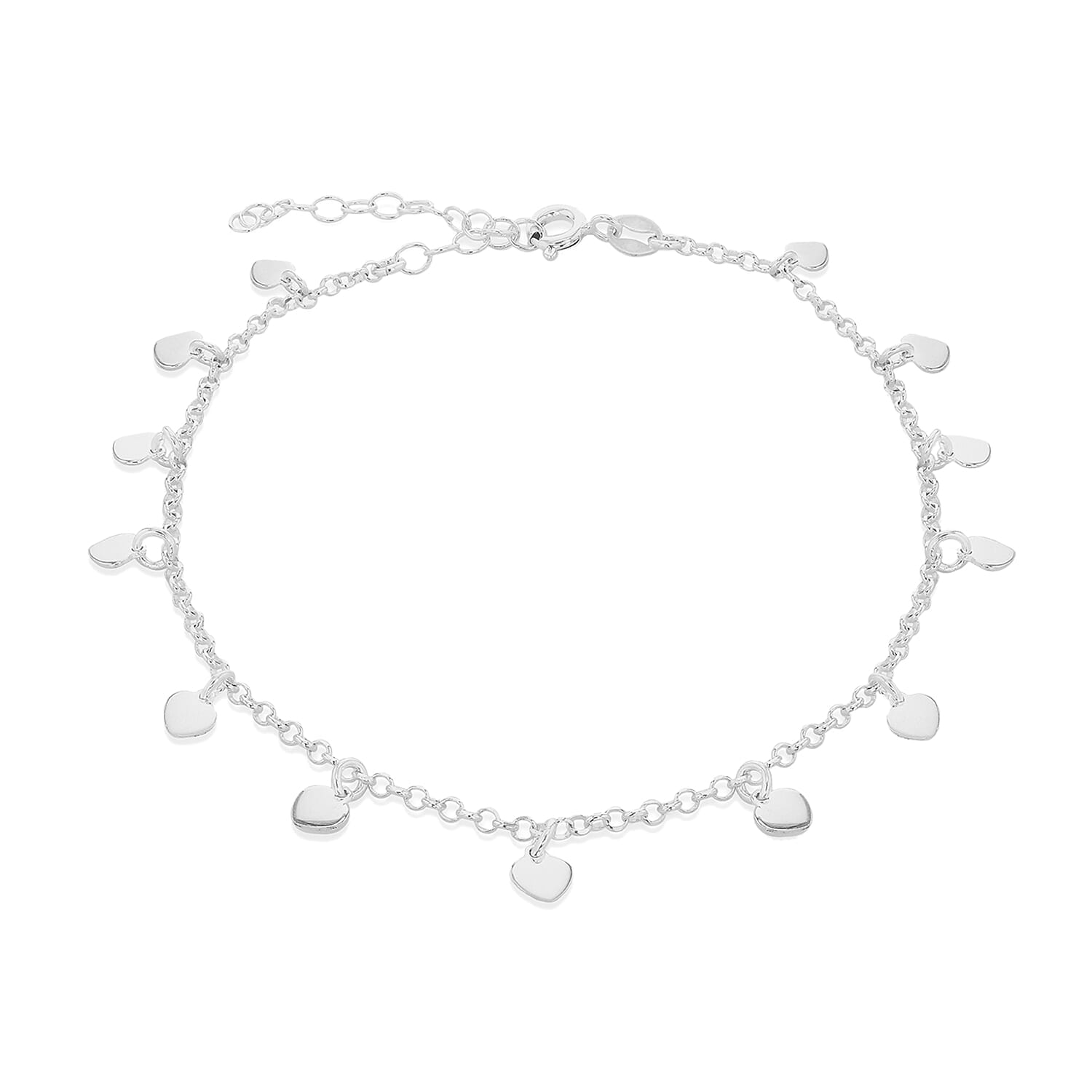 Sterling Silver 5mm x 4.5mm Dangly Hearts Adjustable Anklet 9 Inch to 11 Inch 7569687 0