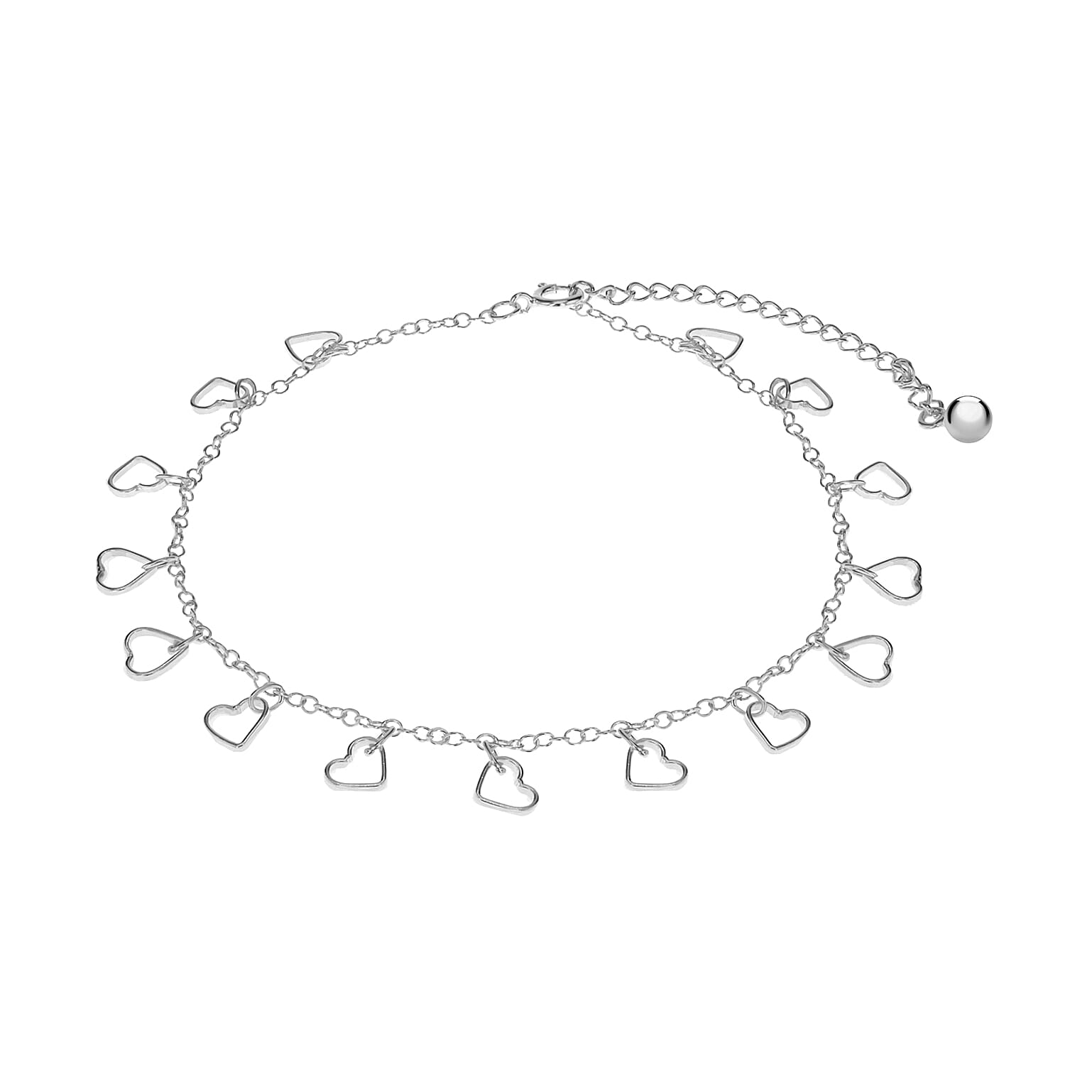 Sterling Silver Multi Open-Heart Anklet 11 Inch 7569696 0
