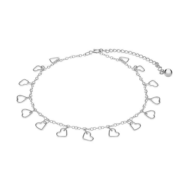 Sterling Silver Multi Open-Heart Anklet 11 Inch 7569696 1