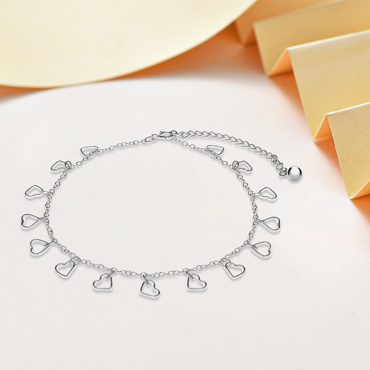Sterling Silver Multi Open-Heart Anklet 11 Inch 7569696 2