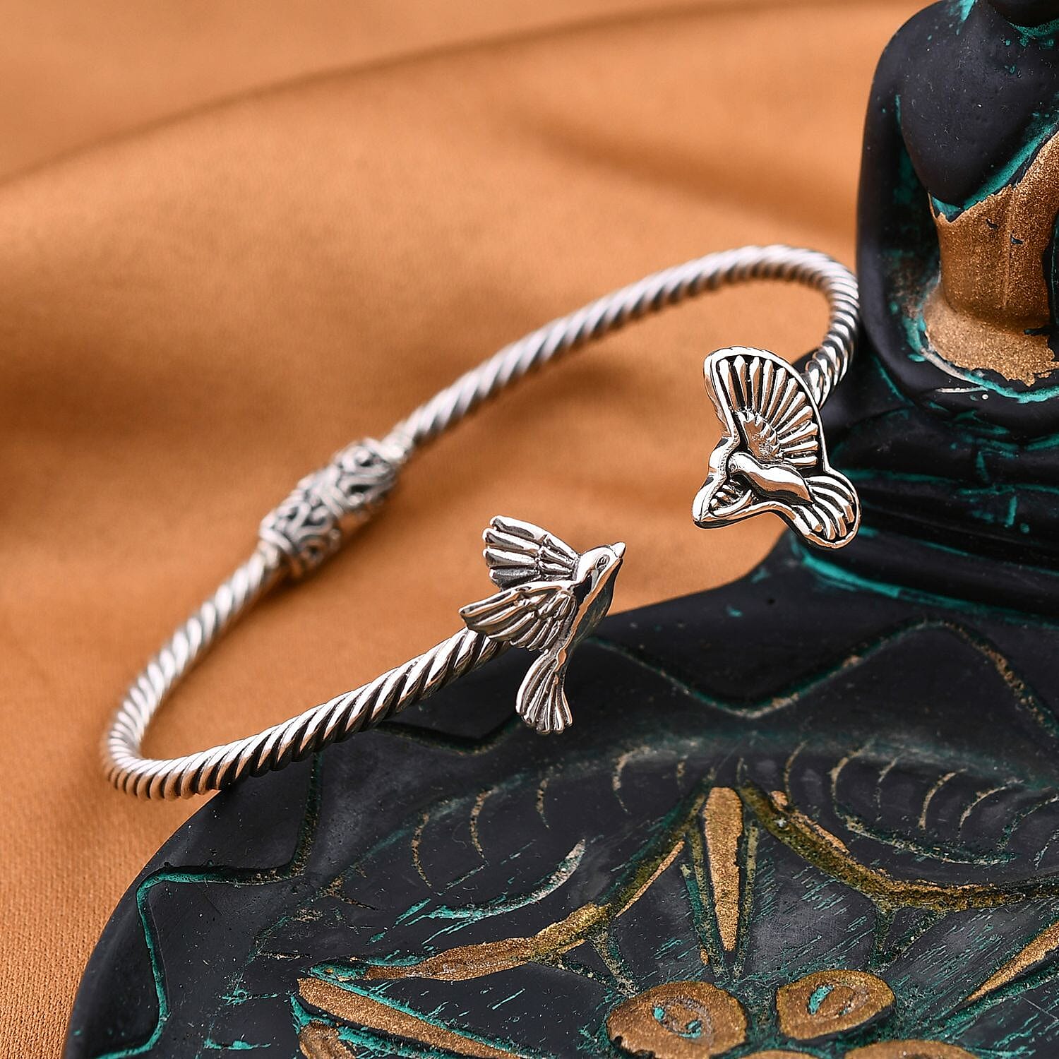 Royal Bali Collection - Sterling Silver Bird Cuff Bangle (Size 7.5), Silver Wt 14.00 GM 7619628 2