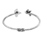 Royal Bali Collection - Sterling Silver Bird Cuff Bangle (Size 7.5), Silver Wt 14.00 GM