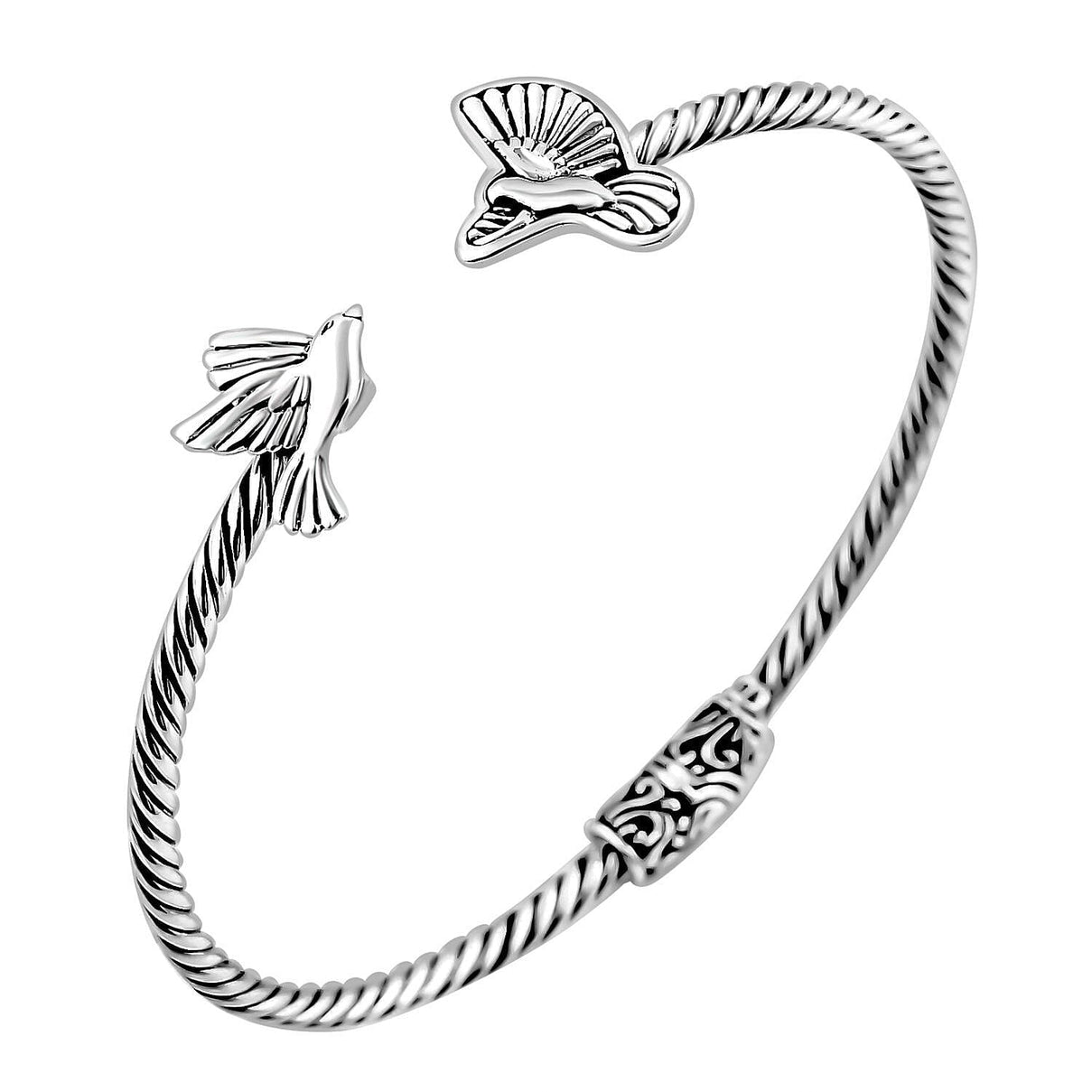 Royal Bali Collection - Sterling Silver Bird Cuff Bangle (Size 7.5), Silver Wt 14.00 GM 7619628 5