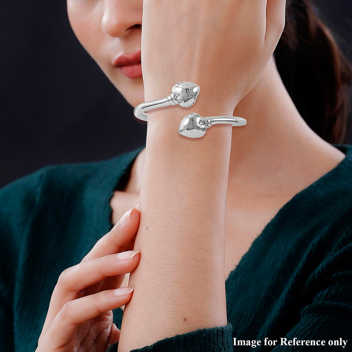 Sterling Silver Heart Bangle, Silver Wt. 14 Gms 7595479 2