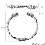 Royal Bali Collection - Sterling Silver Cuff Bangle (Size 7.5), Silver Wt 22.20 GM