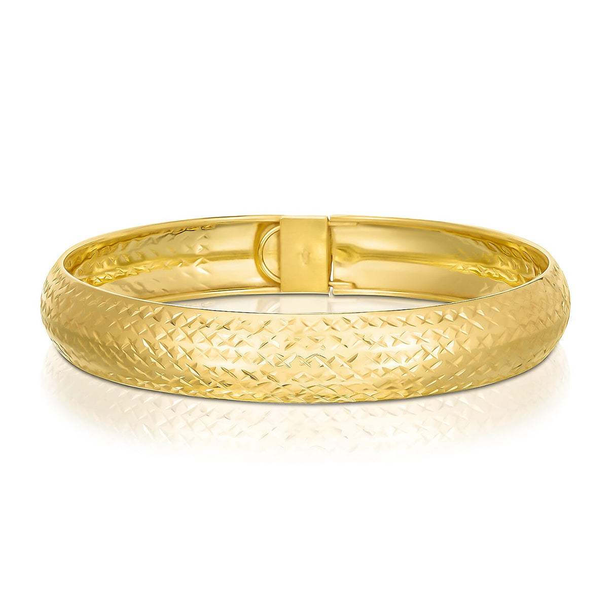 Yellow Gold Overlay Sterling Silver Diamond Cut Bangle (Size-8), 7636621 0