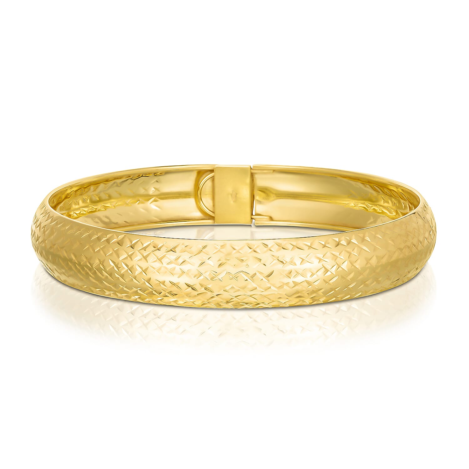 Yellow Gold Overlay Sterling Silver Diamond Cut Bangle (Size-8), 7636621 0