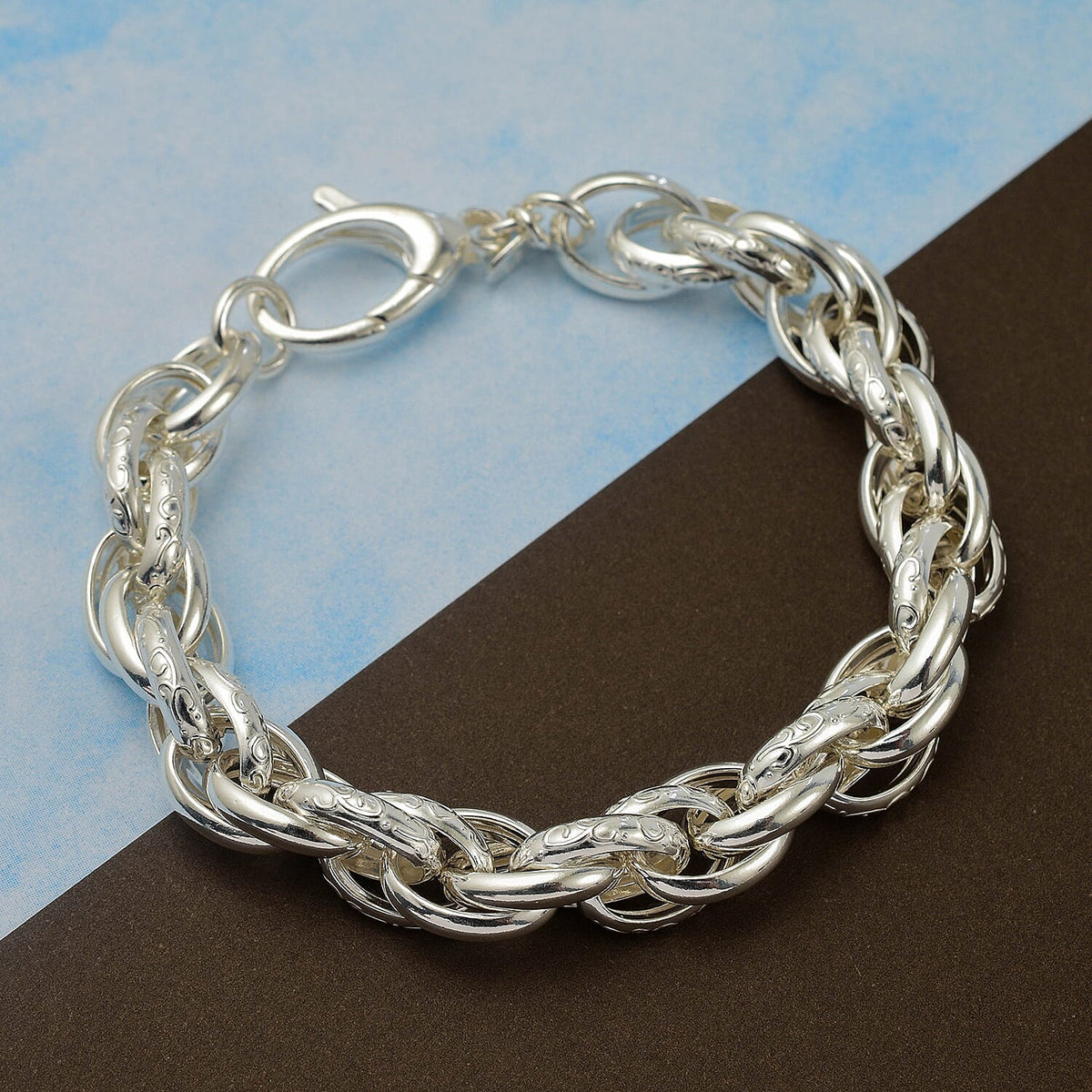 La Bella Italian Made Sterling Silver Prince of Wales Bracelet (Size - 7.5), 18.9 Gms 7648776 1