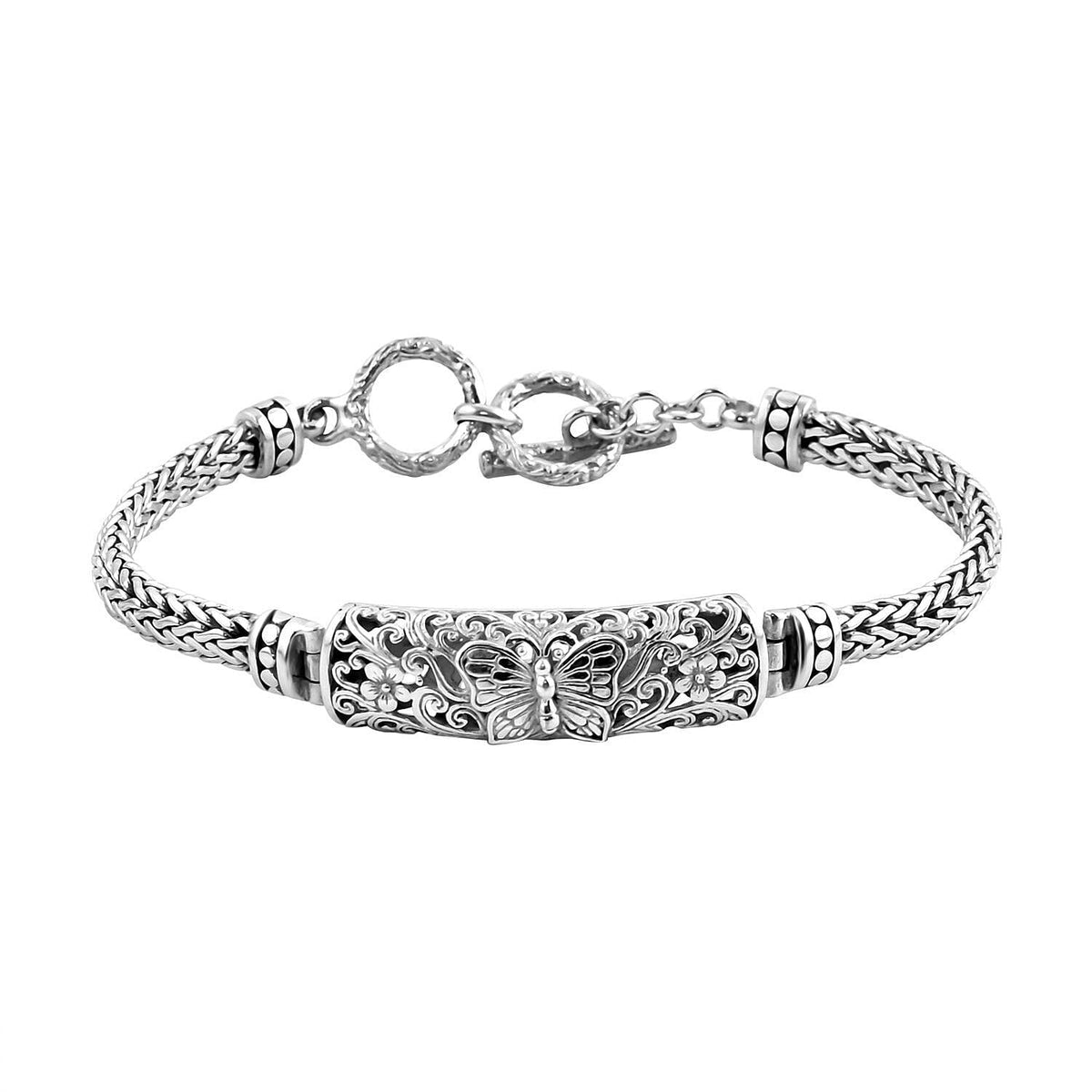 Royal Bali Collection - Sterling Silver Butterfly Bracelet (Size 8.00), Silver Wt 22.850 GM 7620790 0
