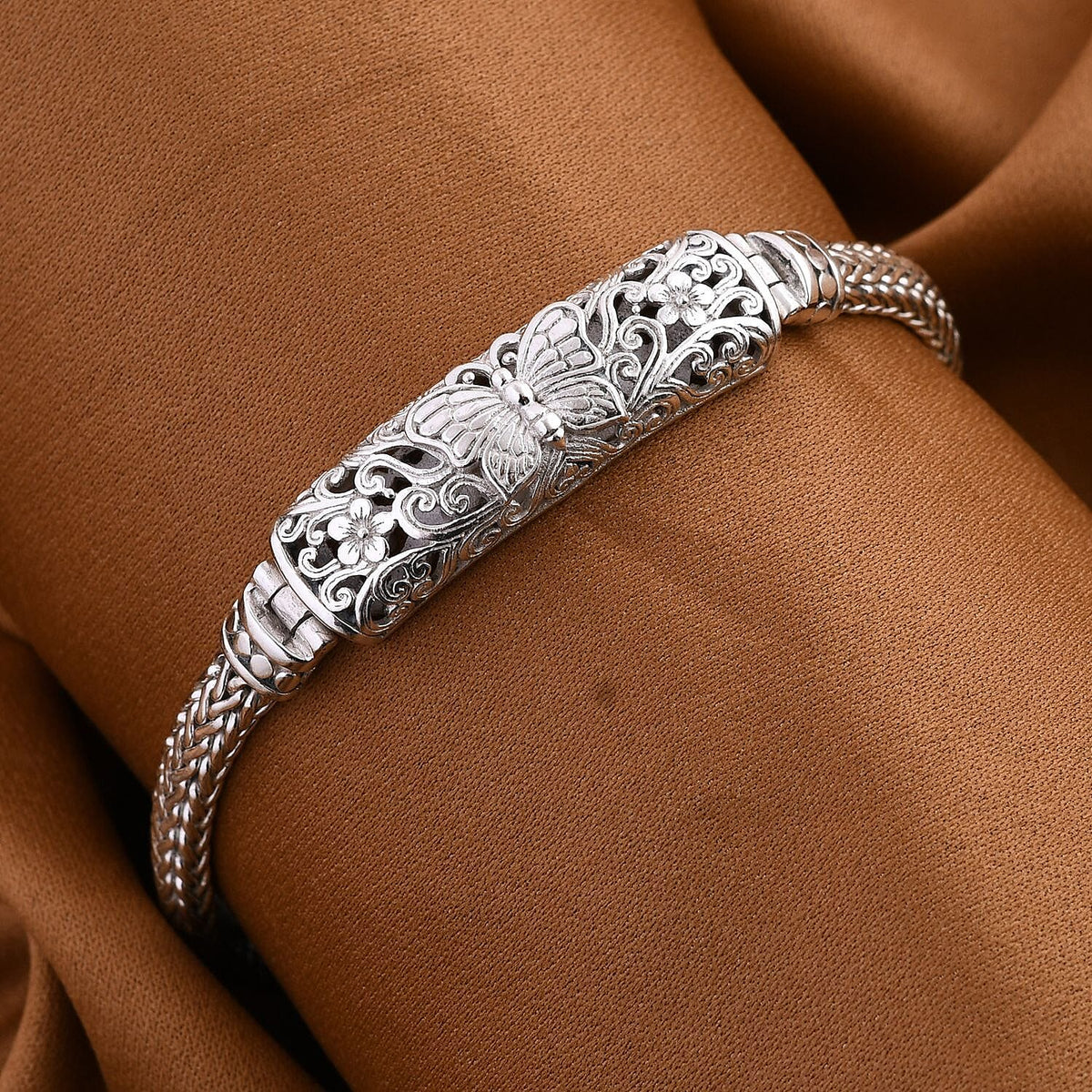 Royal Bali Collection - Sterling Silver Butterfly Bracelet (Size 8.00), Silver Wt 22.850 GM 7620790 2