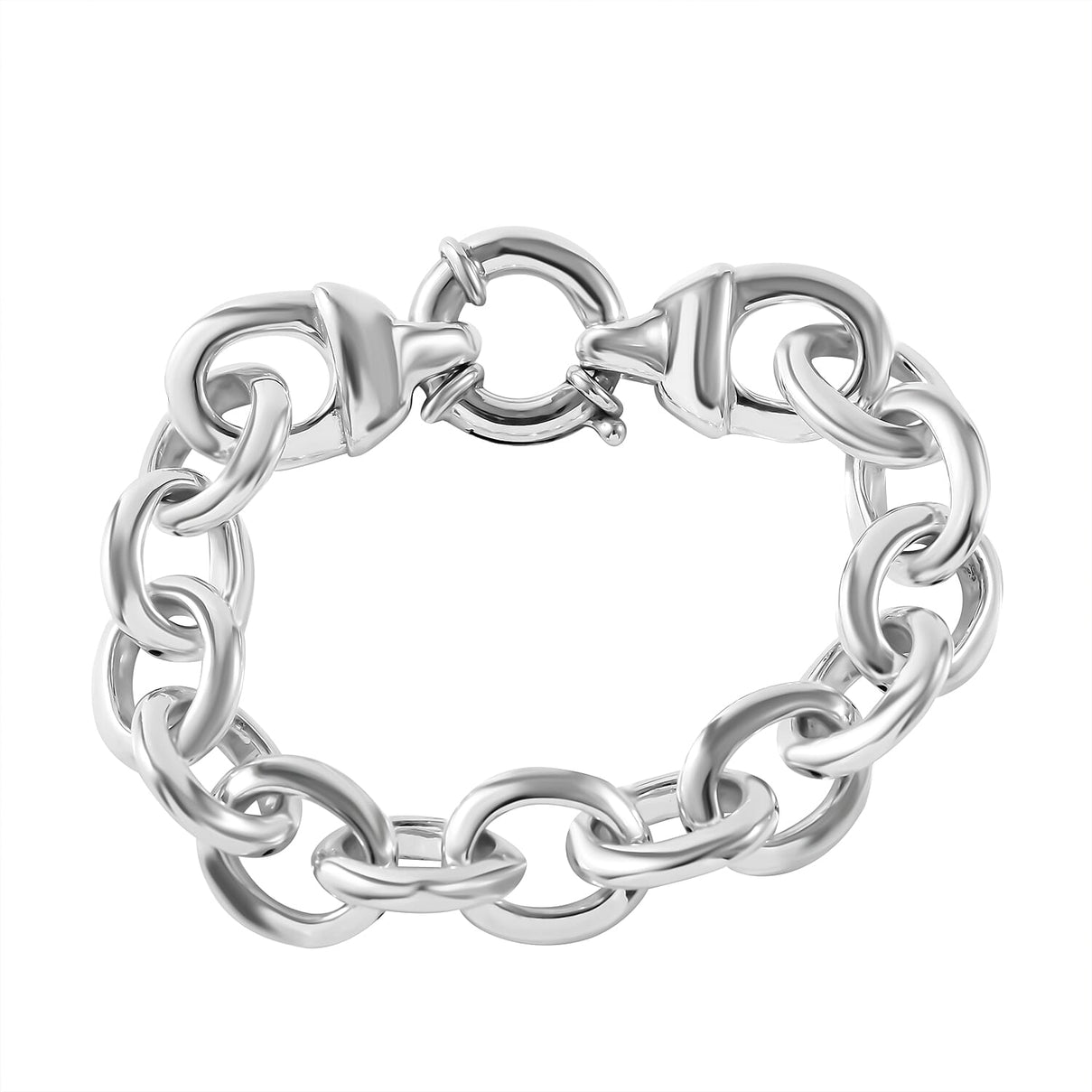 Platinum Overlay Sterling Silver Cable Link Chain Bracelet (Size 7.5), Silver Wt. 20 GM 7595529 0