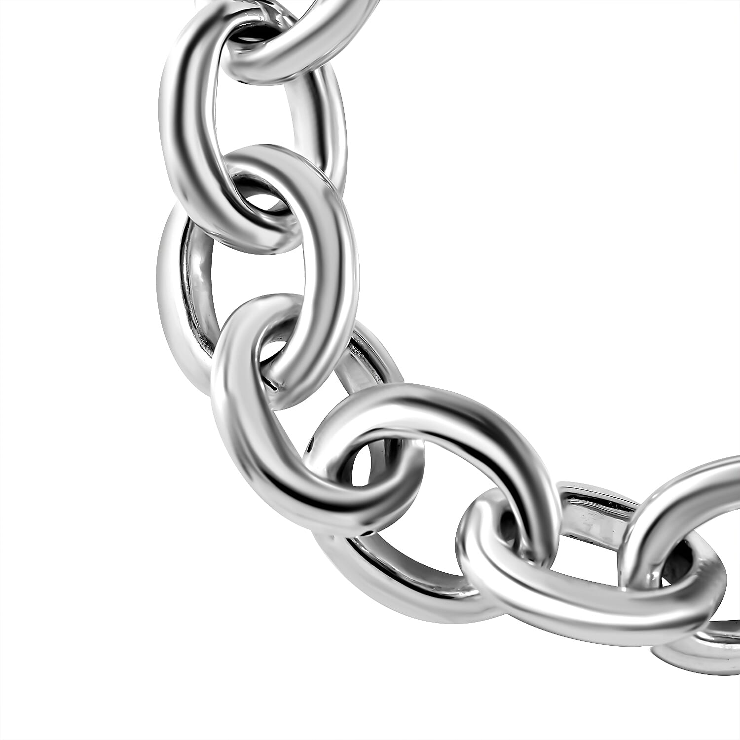 Platinum Overlay Sterling Silver Cable Link Chain Bracelet (Size 7.5), Silver Wt. 20 GM 7595529 2