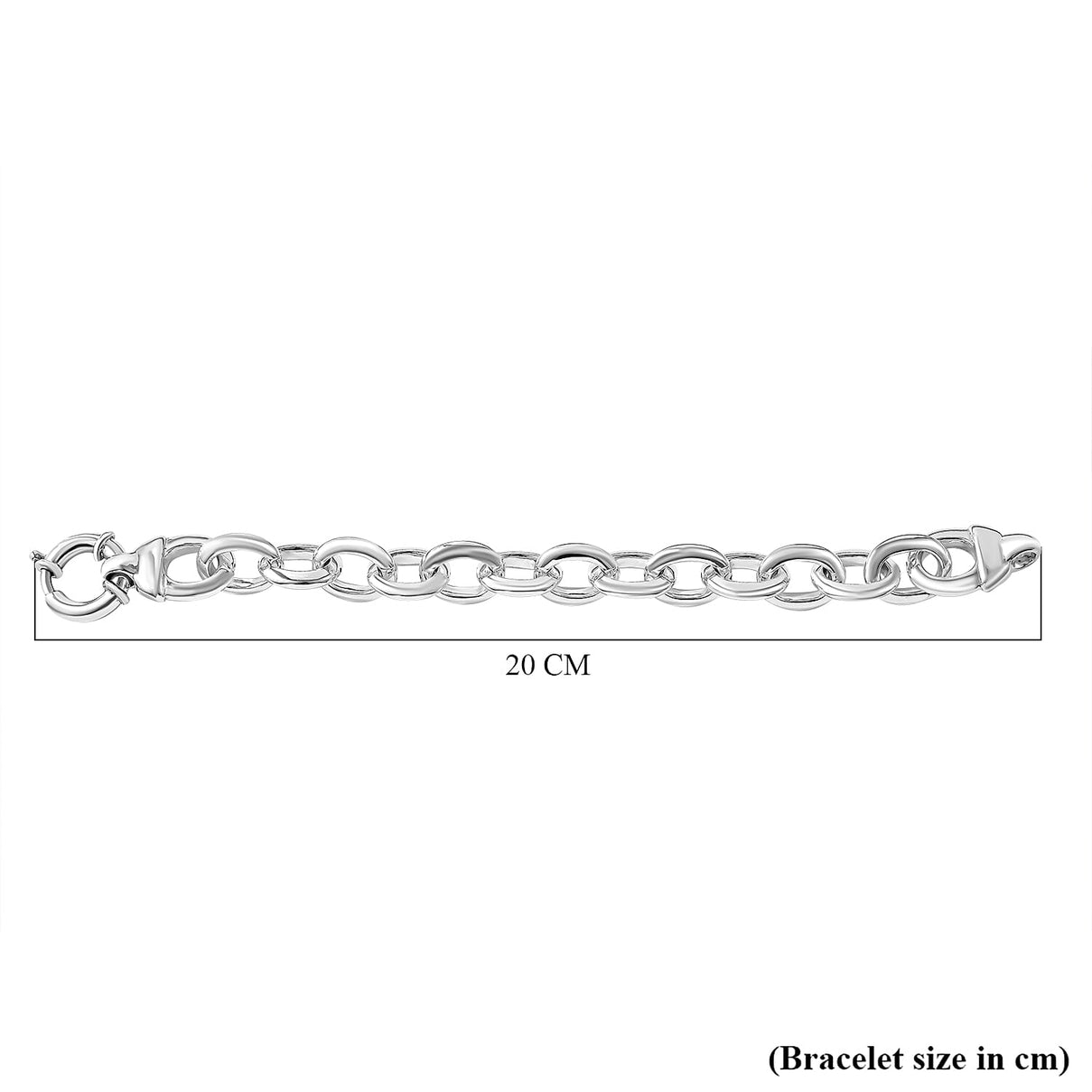 Platinum Overlay Sterling Silver Cable Link Chain Bracelet (Size 7.5), Silver Wt. 20 GM 7595529 4