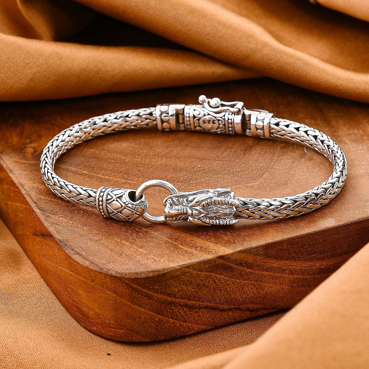 Royal Bali Collection - Sterling Silver Dragon Head Bracelet (Size - 7.5), Silver Wt. 26 Gms 7619873 2