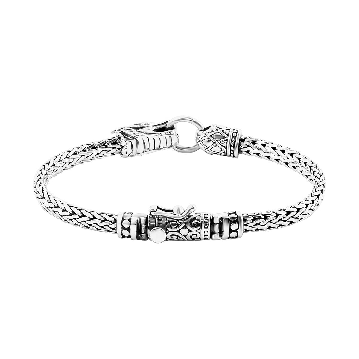 Royal Bali Collection - Sterling Silver Dragon Head Bracelet (Size - 7.5), Silver Wt. 26 Gms 7619873 3
