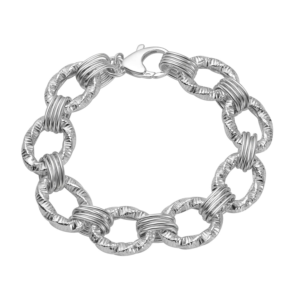 La Bella Italian Made Flat Link Sterling Silver Bracelet (Size - 7.5), 30.5 Gms
