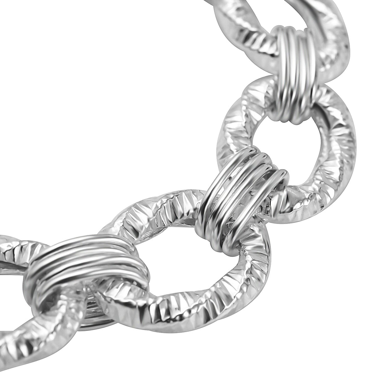 La Bella Italian Made Flat Link Sterling Silver Bracelet (Size - 7.5), 30.5 Gms 7648769 2
