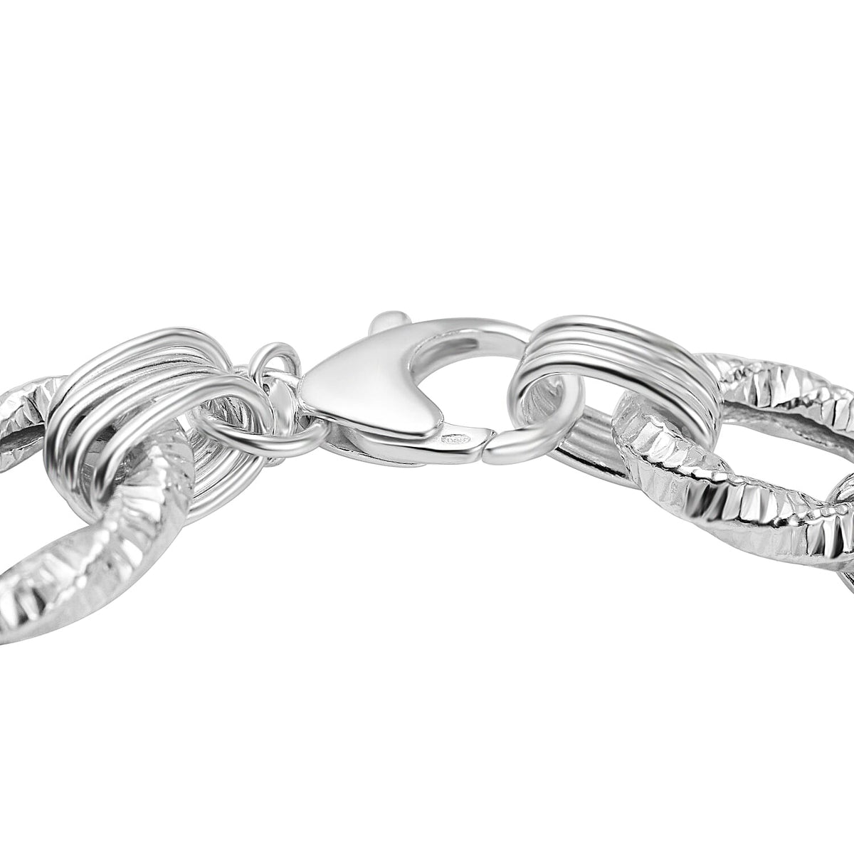 La Bella Italian Made Flat Link Sterling Silver Bracelet (Size - 7.5), 30.5 Gms 7648769 3