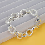 La Bella Italian Made Oval Link Sterling Silver Bracelet (Size 7.5), Silver Wt. 29.45 Gms.