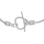 Sterling Silver Heart Bracelet (Size - 7.5) with T-Bar Clasp