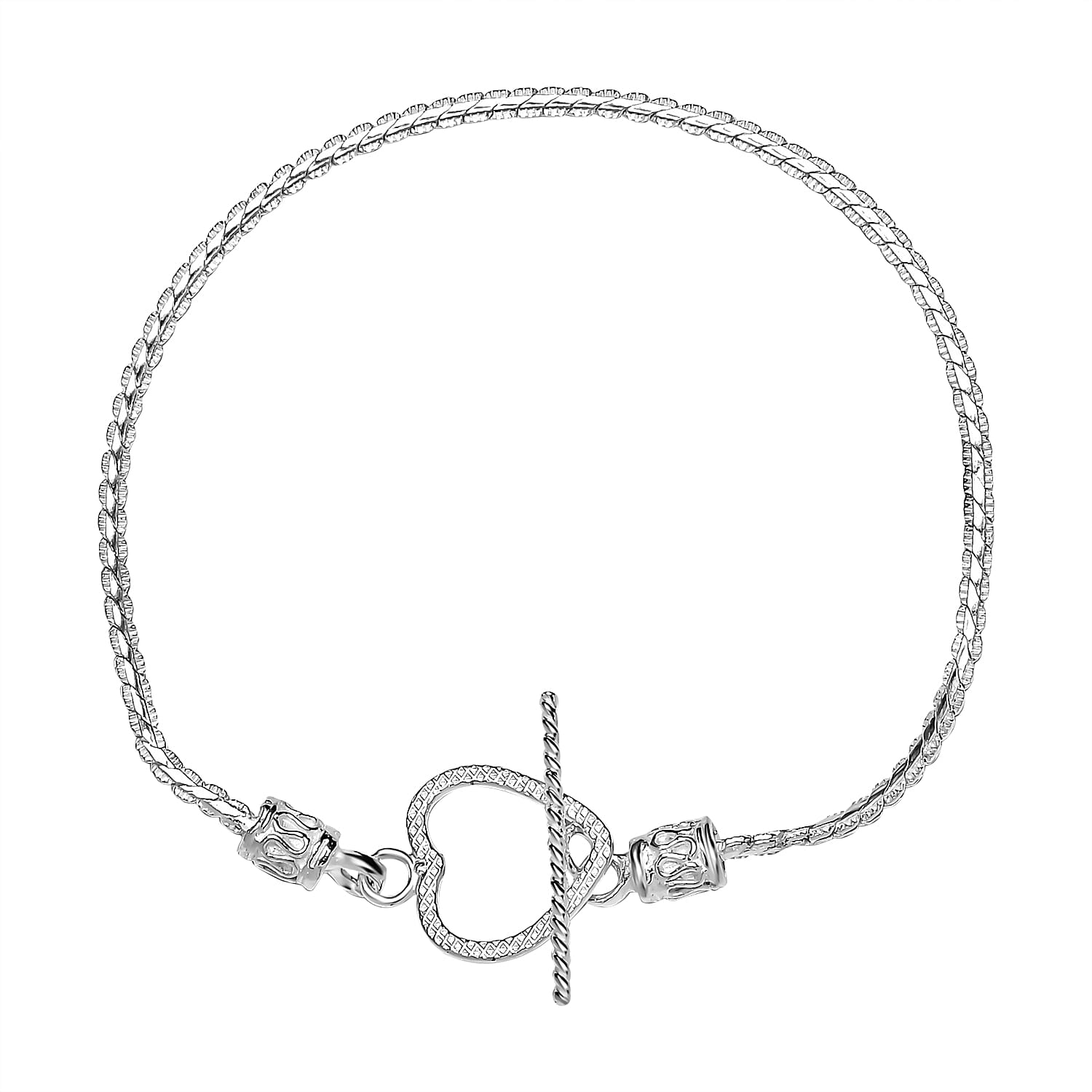 Royal Bali Sterling Silver Heart Bracelet (Size - 7.5) 7571337 0