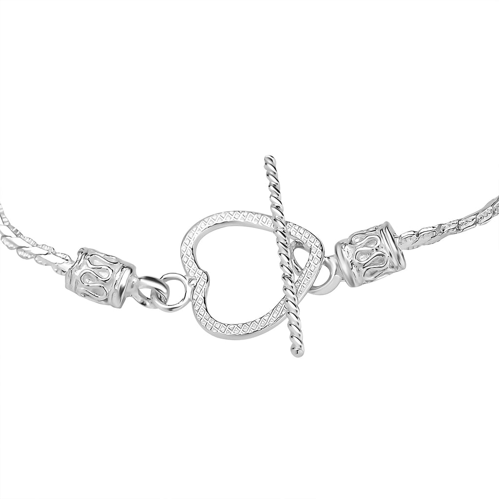 Royal Bali Sterling Silver Heart Bracelet (Size - 7.5)
