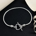 Royal Bali Sterling Silver Heart Bracelet (Size - 7.5) with T-Bar Clasp