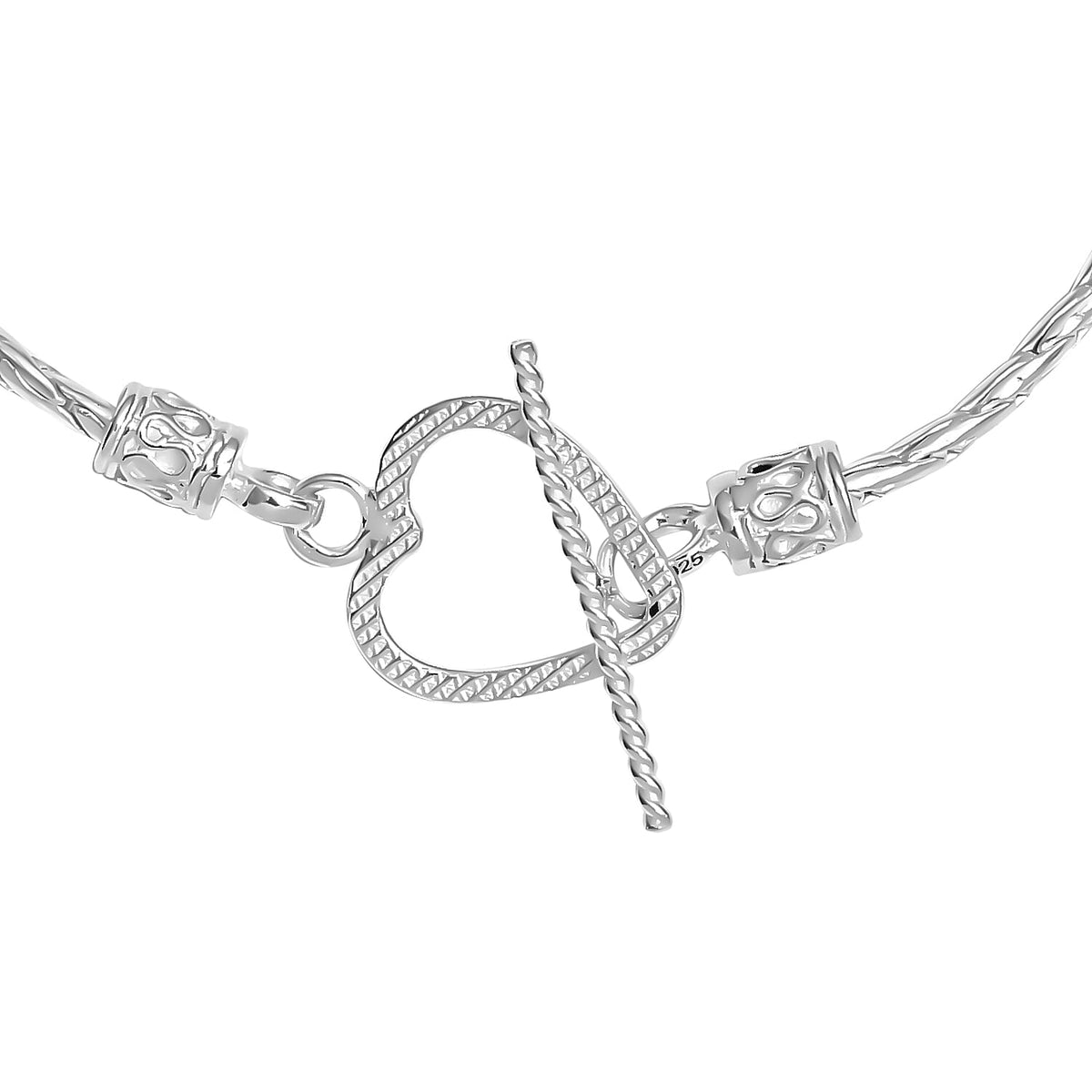 Sterling Silver Heart Bracelet (Size - 7.5) with T-Bar Clasp 7571341 3