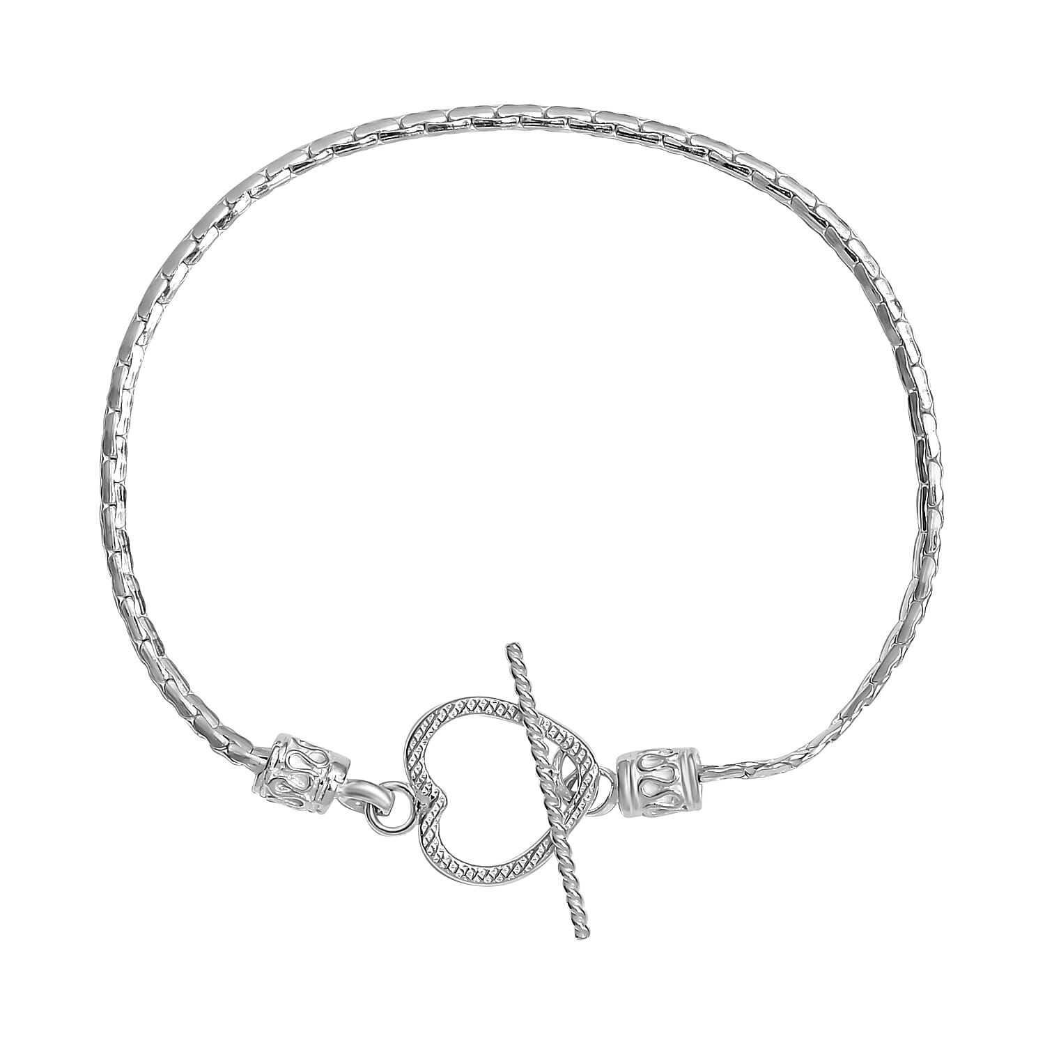 Sterling Silver Heart Bracelet (Size - 7.5) 7571348 0