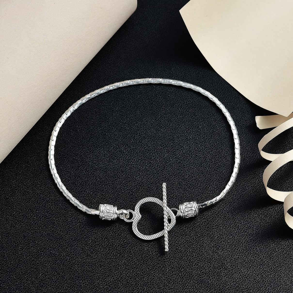 Sterling Silver Heart Bracelet (Size - 7.5) 7571348 2