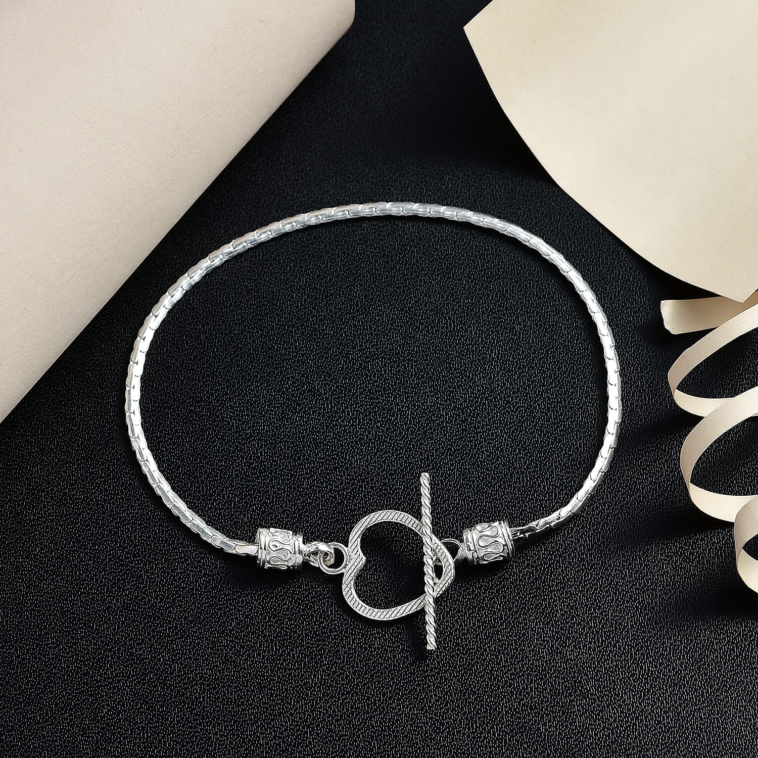 Sterling Silver Heart Bracelet (Size - 7.5) 7571348 2