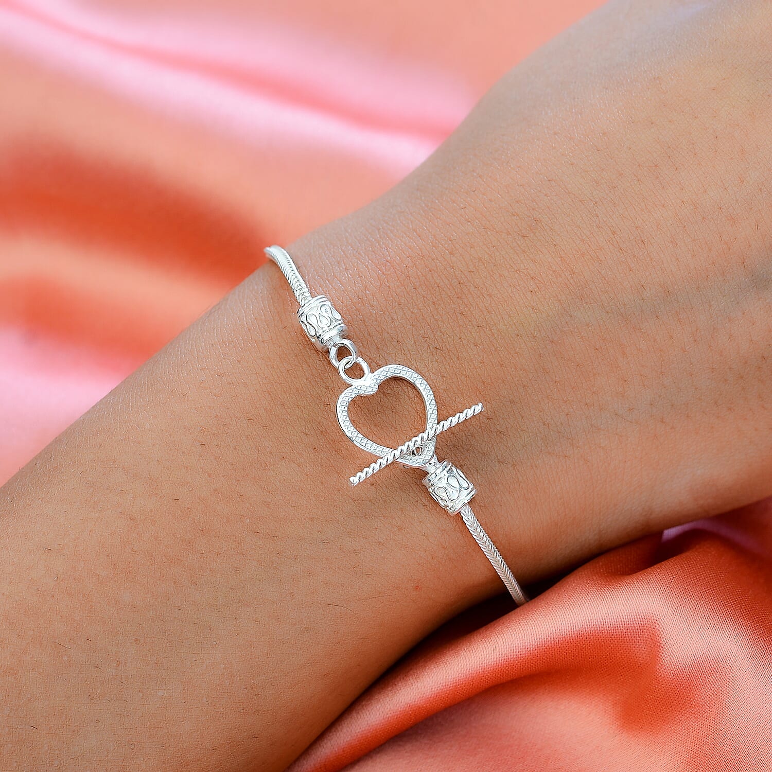 Sterling Silver Heart Bracelet (Size - 7.5) 7571348 3