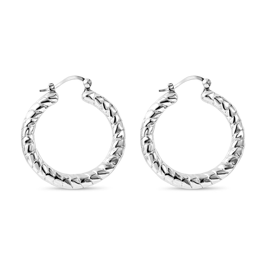CloseOut- Platinum Overlay Sterling Silver Hoop Earrings With Clasp