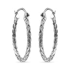 Royal Bali Collection - Sterling Silver Tulang Naga Hoop Earrings