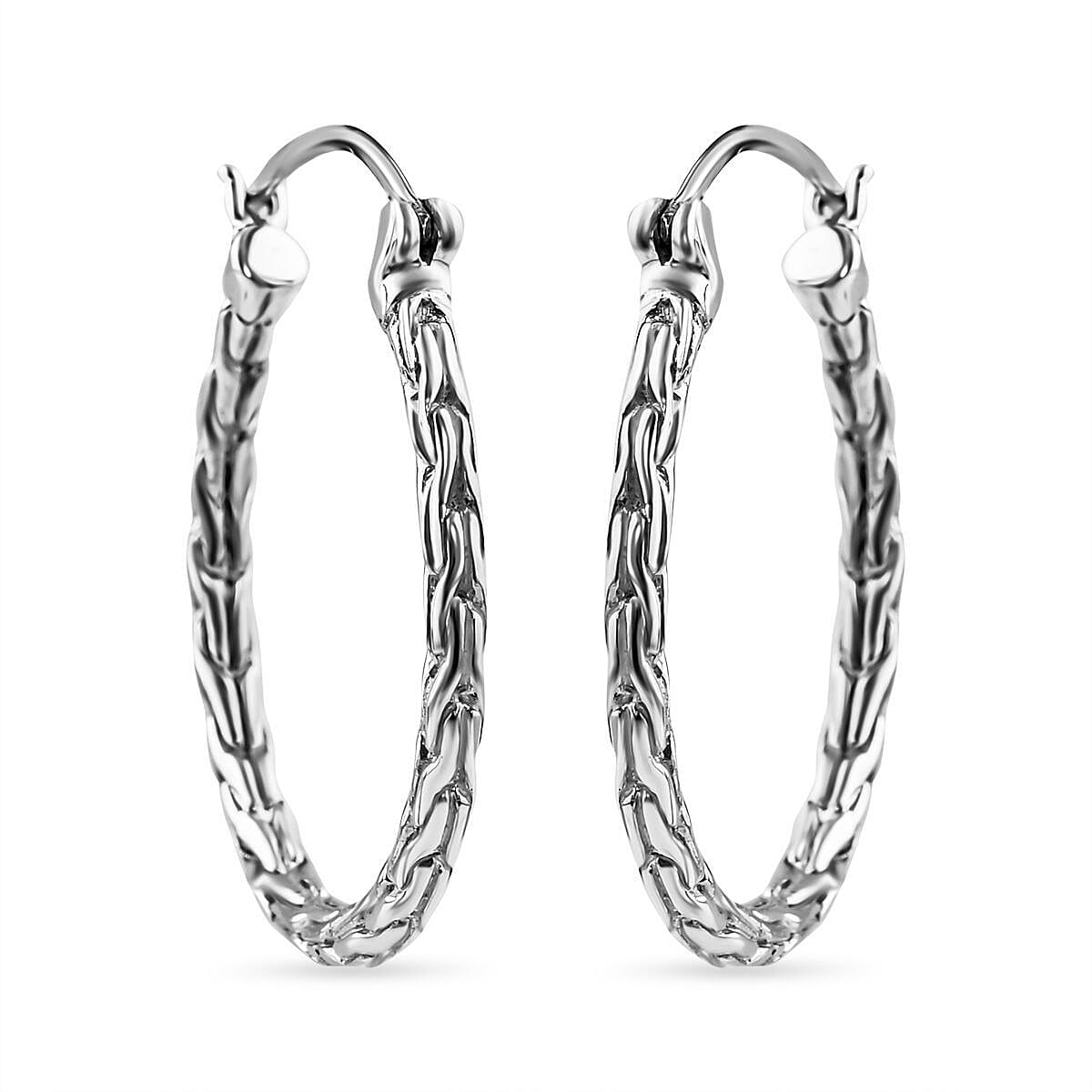 Royal Bali Collection - Sterling Silver Tulang Naga Hoop Earrings 7620924 0